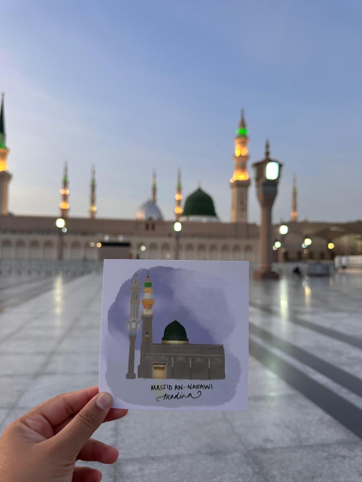 Masjid Nabawi Postcard Silver Foil